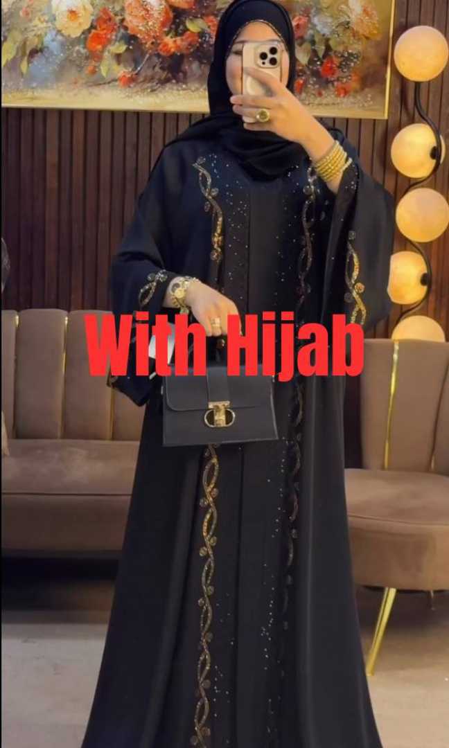 Exclusive,Stone,Work,Dubai,Cherry,Borka,with,Hijab